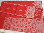 Songket silungkang warna merah cabe silver