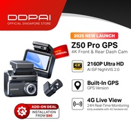 DDPAI Z50 Pro 4K GPS Front & Rear Super Capacitor Dash Cam with 4G Connectivity & ADAS