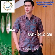 Baju Batik Pria Warna Ungu Lilac Kemeja Batik Pria Slimfit Lengan Panjang Bahan Katun Motif Terbaru 