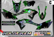 Decal stiker klx bf hijau hologram - Custom nama nomer / decal klx hologram