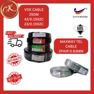 VDE CABLE 250M 42/0.15X2C 23/0.15X2C TEL CABLE 2PAIR 0.63MM