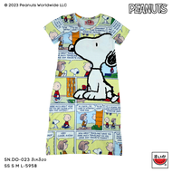 แตงโม (SUIKA) -คอกลมแขนสั้นชุดเดรสผ้ายืด SNOOPY ลายลาย SNOOPY   (SN.DO-023)