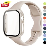 New Slim Silicone Strap+Glass Case for Apple Watch S11 S10 46mm 42mm Ultra3 49mm SE3 44mm 40mm 45mm 