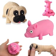 Holgosiu Squishy Pig Sand Toys Squishy Dog Changeable Stress Reliever Squishy Piggie Pug Squeeze Toy Slow Rebound Ball Variety of Shapes Sand Fidgets Flexible Sensory Toys for OCD ADHD Helpful, 2Pcs