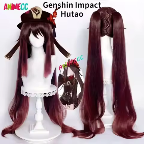 Genshin Impact Hutao Cosplay Wig Anime Game Hu Tao Chinese Style Costume Props Halloween Hat Accesso