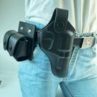 Cadangan Jualan Panas Sarung Kulit Asli Universal untuk Pistol Revolver 9mm, Pemutar Kelajuan Revolv