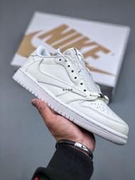 耐吉　AJ1喬丹一代經典低幫文化百搭休閑運動籃球鞋“TS聯名全白倒鉤”TD1228-111