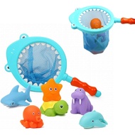 Bath Toy , Fishing Floating Animals Squirts Toys Games Playing Set with Fishing net , Fish Net Game 