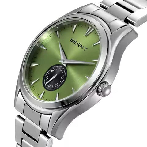 BERNY Top Quartz Watch for Men Stainless Steel Fashion Quartz Watches for Men Casual Miyota 1L45 5AT