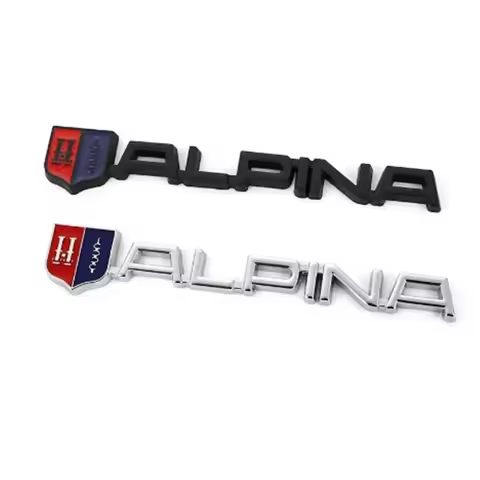 QA 3D Metal Chrome Black Logo ALPINA Rear Trunk Fender Emblem Sticker Car Front Grill Badge Decaks A