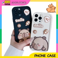 Oppo A74 A76 A78 A79 A93 A94 A95 A96 A98 Solid Cute Capybara Bear Beige Black Soft Phone Case Casing