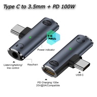 Đầu chuyển đổi Type C sang Âm Thanh 3.5mm AUX và cổng sạc PD 100W Type C Male to 3.5mm Female Adapte