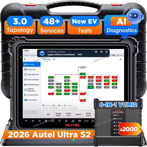 Autel MaxiSys Ultra S2 AI Scanner Intelligent Diagnostic Tool, 6in1 VCMI2, Topology3.0, Motor Truspe