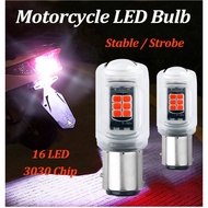 Motorcycle LED Bulb Super Bright 1156 BA15S 1157 BAY15D 3030 Tail Light Brake Light Strobe 16 LED Ch