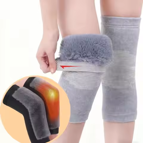 Winter Warm Knee Pads Rabbit Fur Protection Knee Thicken Wool Knee Guard Leg Arthritis Knee Support
