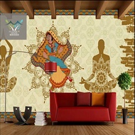 Custom wallpaper mural Vintage Indian Yoga Dance Picture Wall Painting Wallpaper For Gym Dance Club 