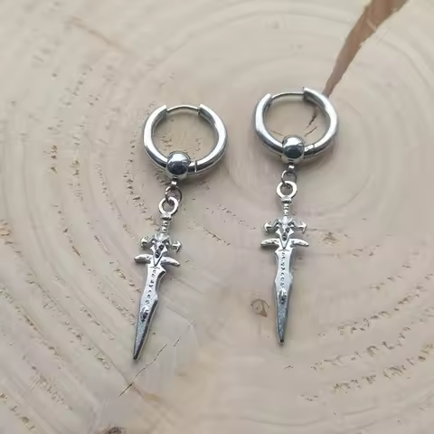 Dagger Hoop Earrings, Sword Hoop Earrings, Huggie Earring, Knife Hoop, Gothic Jewelry, Emo, Alternat