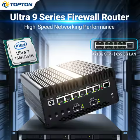 Ultra 9 185H Firewall Router Mini PC Intel Ultra 7 165H 155H, 4x10G SFP+ 6x2.5G LAN, Thunderbolt 4, 