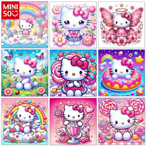 Sanrio Diy Diamond Art Painting Kits Craft Hello Kitty Cozy Mosaic Embroidery Cross Stitch Home Deco