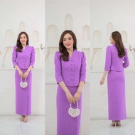 ชุดไทยเรือนต้น ชุดผ้าไทย ชุดเข้าเซ็ท เสื้อ+ผ้าถุง สีม่วง SP35