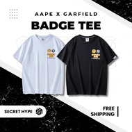 Aape Garfield Badge Tee Basic Logo Ape Head Unisex Fashion Hype Modern T Shirt