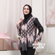 KATUN Refisa Modern Women's Batik Kebaya Long Sleeve Puffy Batik Blouse Modern Women's Work Clothes 