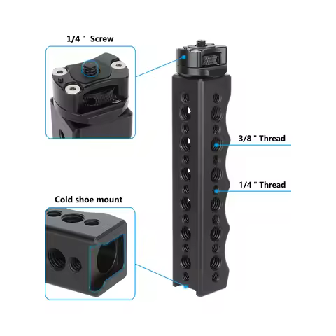 HDRIG Stabilizer Handle Hand Grip Cold Shoe Mount Adapter 1/4" & 3/8" Screw Holes for Zhiyun Weebill