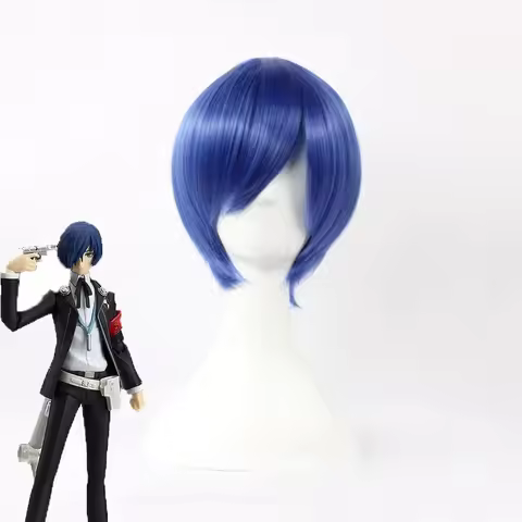 Anime PERSONA3 Shin Megami Tensei: Persona 3 Yuki Makoto Yuuki Cosplay Wig Blue Short Synthetic Hair