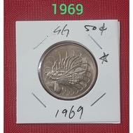 Singapore 1st series 50cents coin 1968/69/75.price for each year.