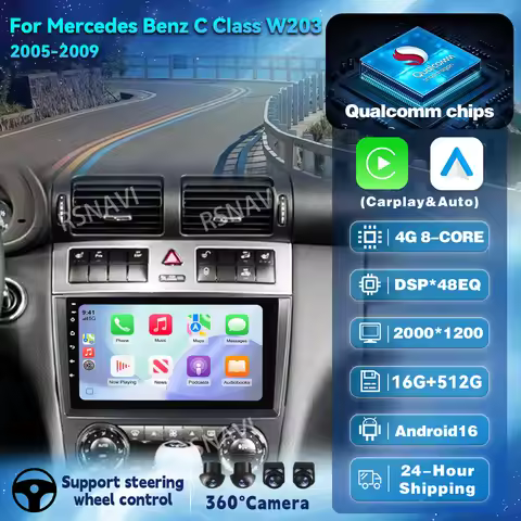 Android 16 Carplay Auto For Mercedes Benz W203 W209 C180 C200 C220 C230 2005 - 2009 Multimedia Car R
