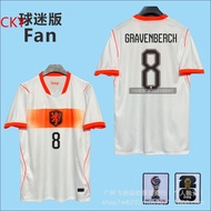 【2526】 2026 World Cup Netherlands Away Fan Edition Jersey: No. 4 Van Dijk No. 7 Harvey Simons Single