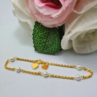2 Gram Light Gold Pearl Chain Bracelet