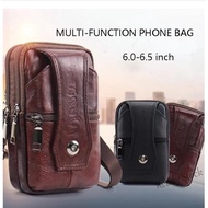 【Ready Stock】 ▫❦⊙ C23 Men's Leather Waist Bag Multifunction Fanny Pack Large Capacity Belt Bag Shoulder Bags Crossbody Bags Multi-layer Buckle Mobile Phone Bag