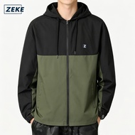 ZEKE C0047 Men's Waterproof Hooded Jacket Raglan Sleeve Tops Lelaki Lengan Panjang Tracksuit Casual 