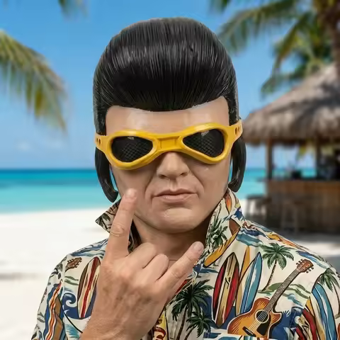 Realistic Half Face Elvis Latex Mask - Retro Style Costume Prop For Stage Performances, Halloween Ev