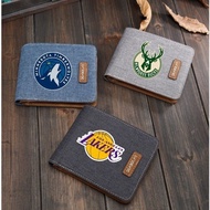 Nets Bucks Warriors Lakers Basketball Wallet Canvas James Kobe Curry Zipper Wallet Change Card Holde