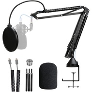 AT2020 Mic Stand with Pop Filter - Professional Microphone Boom Arm Compatible with Audio-Technica A