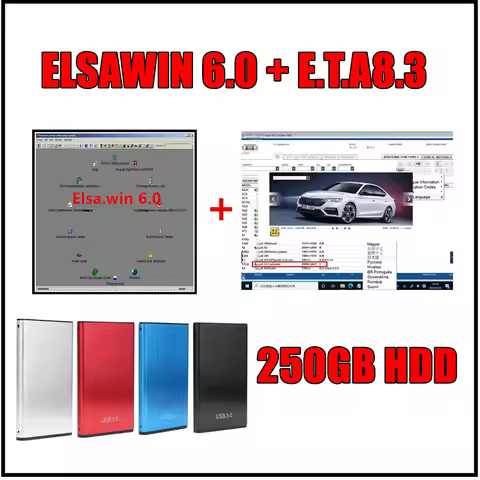 Newest E T/ K 8 .3 with Elsawin 6.0 in 250GB HDD Elsa win For V-W For A-udi Elsa win 6.0 Group Vehic
