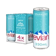 Evian Natural Mineral Water From France Sparkling Water Tin 4 x 330ml