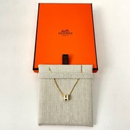 Hermes Mini Pop H Necklace Gold White Blanc