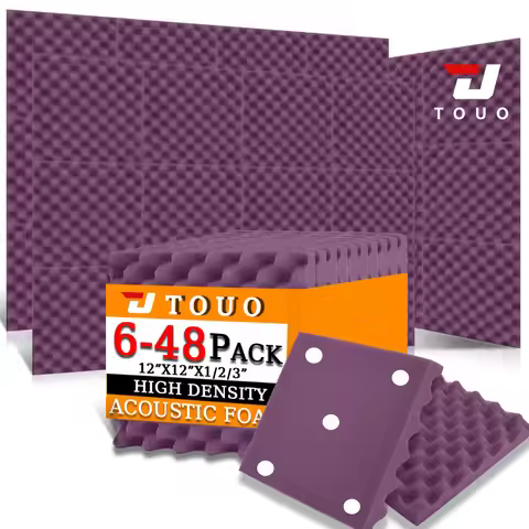 TOUO Acoustic Foam Panels for Bedroom Office Studio Egg Crate 12"x12"x1/2/3" Sound Treatment Wall Se