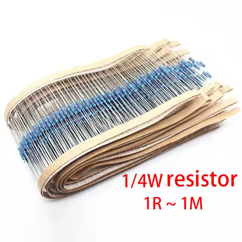 100pcs 1/4W 0R-22M 1% Metal Film Resistor 0.25W 0 2.2 10 100 120 150 220 270 330 470 1K 2.2K 4.7K 10