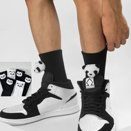 3D Panda Mid-Calf Socks - Cute Panda Design, Couple Socks for Men & Women, Black & White