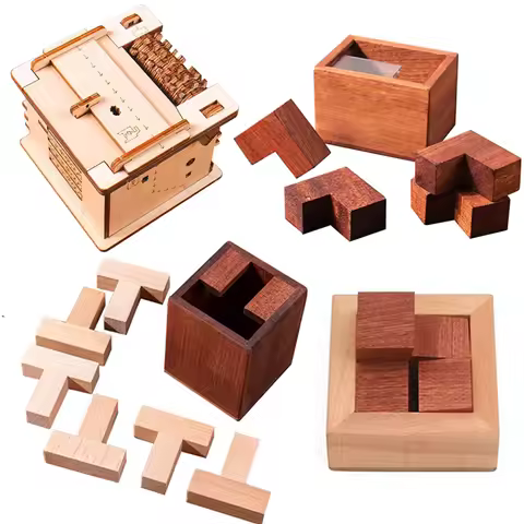 Wooden Puzzles Box For Adults Brain Teaser 3D Assembly And Disentanglement Educationl Toys Creative 