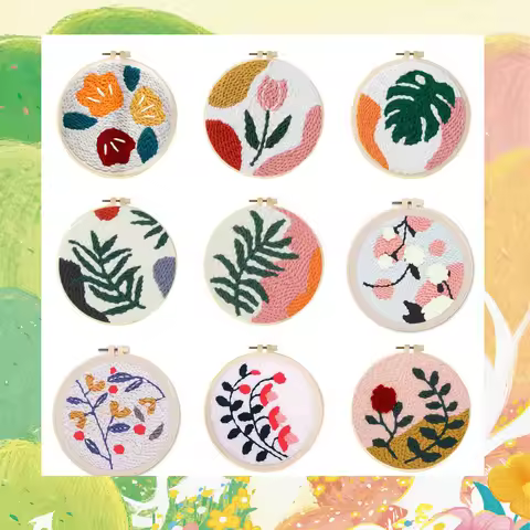 RUOPOTY Punch Needle Embroidery Kit for Beginner Rug Tufting Coaster Yarn Punch Set For DIY Crafted