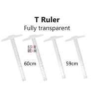 59cm/60cm T Ruler/T Square Transparent Plastic Ruler for Drafting, Architectural, Engineering