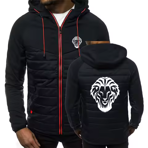 Leon Athletic Club de Bilbao 2021 Men's New Autumn And Winter Color Block Zipper Hooded Jackets Coat