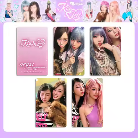 4PCS Novo Cartão De Foto Popular Do Grupo Feminino AESPA KISS N TELL LOMO Carter Cartão Clássico Fla