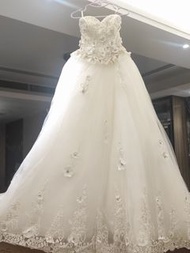 水晶蕾絲婚紗連頭紗