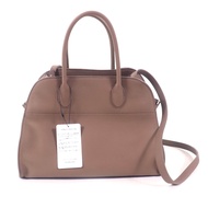 全新未使用 ★ THE ROW W1586L133 Soft Margaux 12 小牛皮兩用單肩包/手提包，灰褐色，附防塵袋，義大利製造，女士款